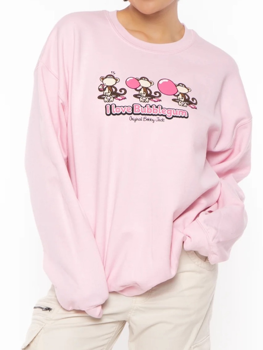 Brand New Bobby Jack Women’s Crewneck Sweatshirt in Bubblegum Pink 💗🫧🐒